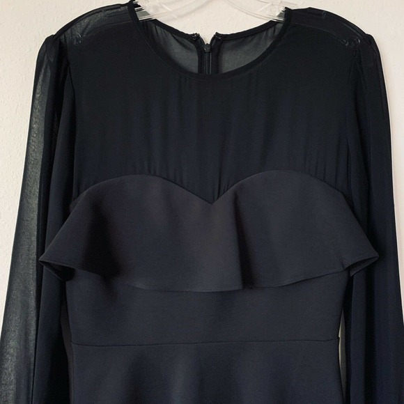 Privacy Please Newport Mini Black Fit Flare Sheer Long Sleeve Dress - Picture 5 of 7